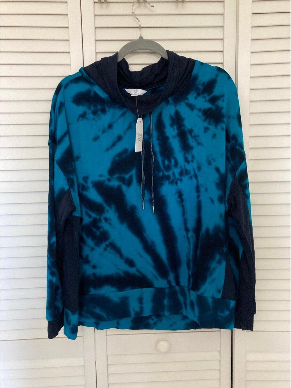 Time and Tru blue tie dye funnel neck sweatshirt